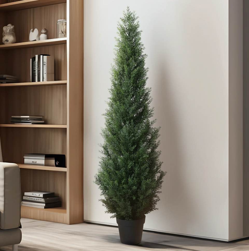 Artificial Cedar Tree 5 FT Artificial Cedar Topiary Trees for Outdoors Potted Fake Cypress Tree Faux Evergreen Plants for Home Porch Decor