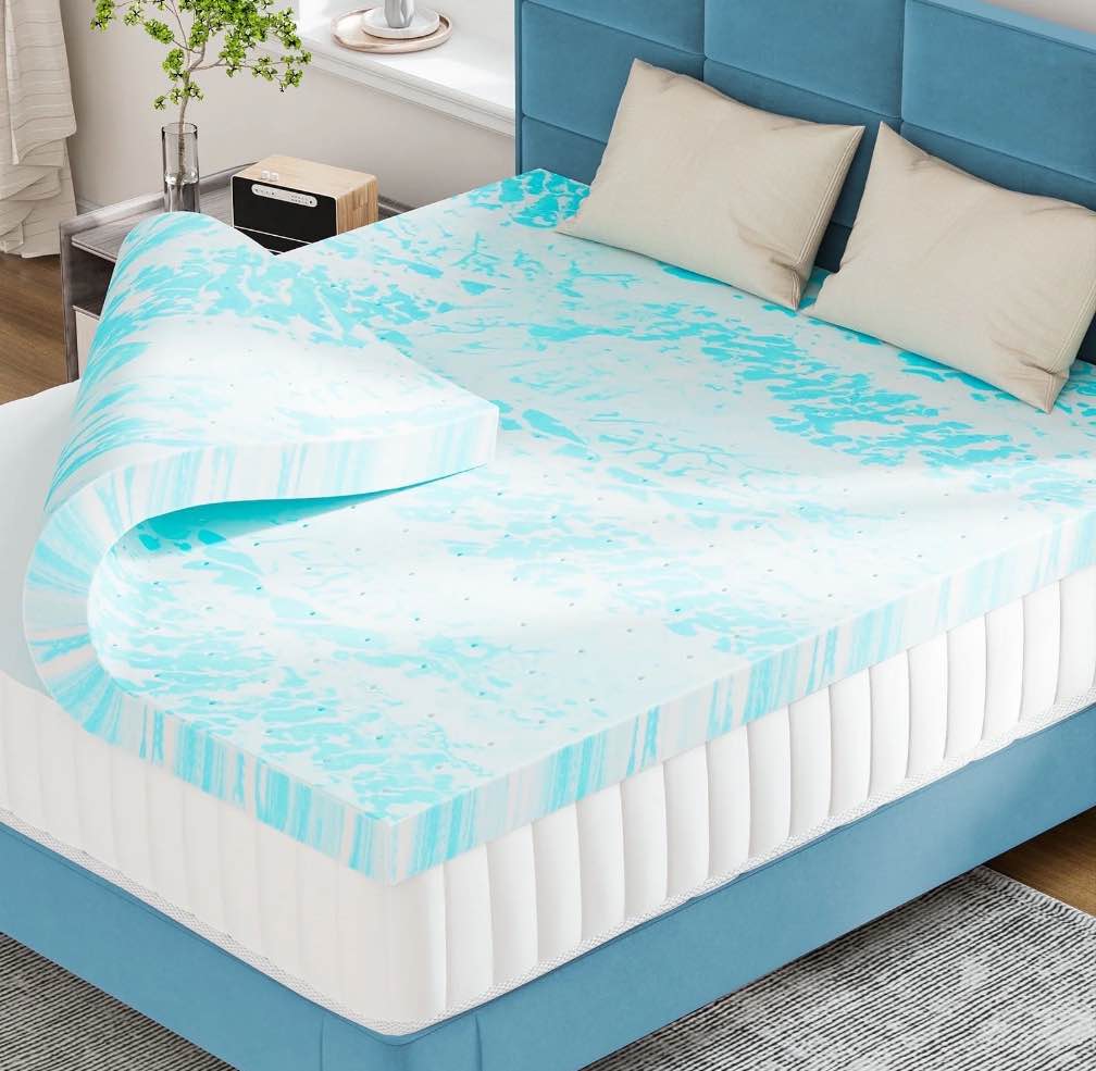 concetta 3 inch king size memory foam mattress topper with cooling gel, pressure relief for back pain, comfort bed topper, certipur-us certified