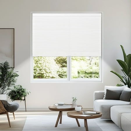 Grandekor Window Blinds and Shdes Cordless Cellular Shades, White(light Filtering) 34"W x 64"H