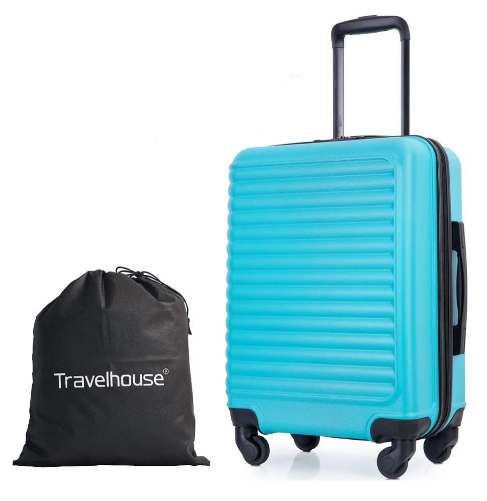 Hardshell Carry on Luggage 20" Lightweight Hardside Suitcase with Spinner Wheels.(Light Blue)