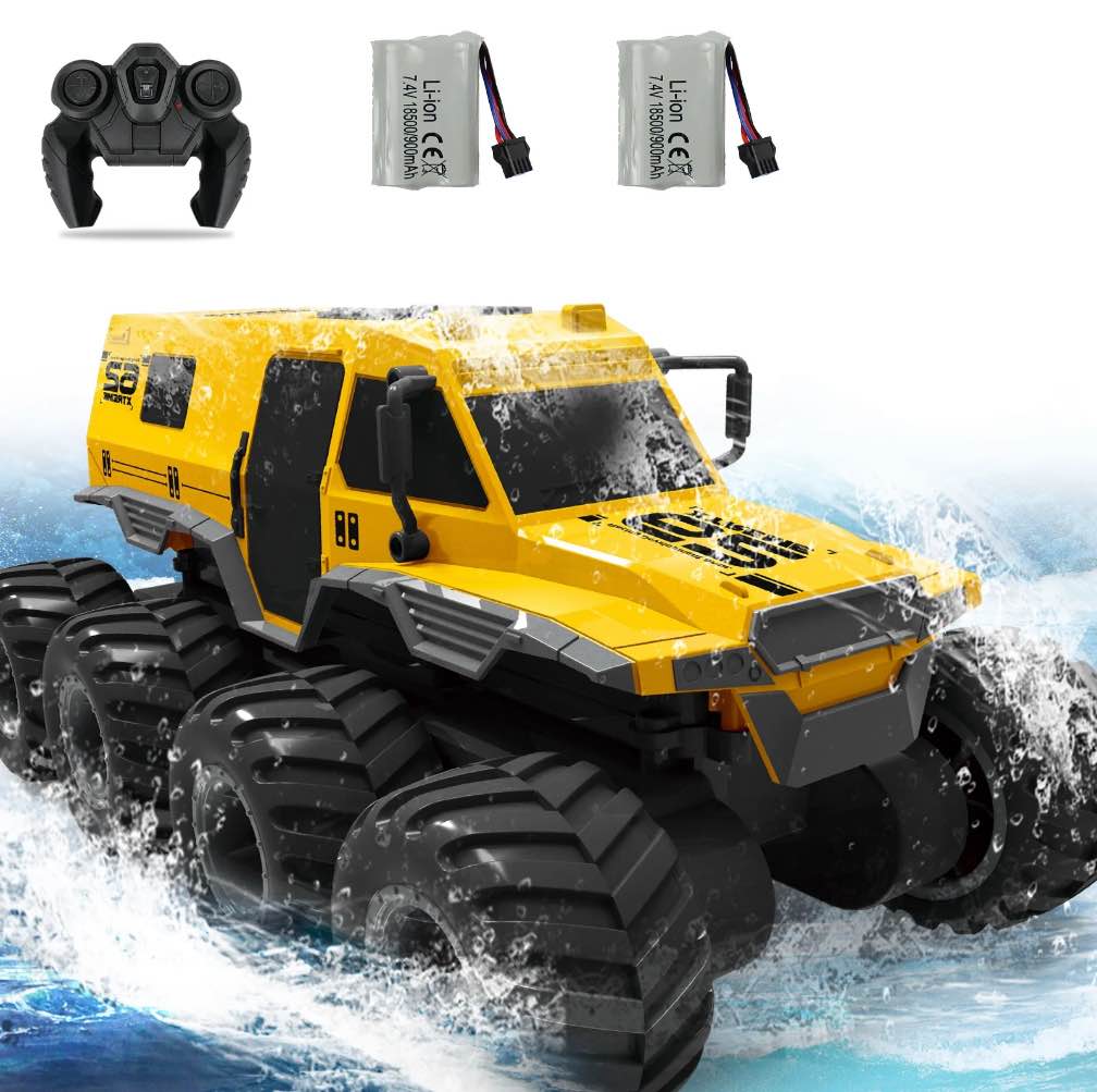 Fisca Amphibious Remote Control Car, 8 Wheel Drive RC Cars for Boys Age 8-12, 1:12 Offroad Waterproof RC Trucks, 2.4G All Terrain RC Drift Cars for Adults
