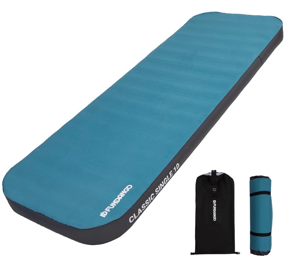 FUNDANGO Self - Inflating Camping Sleeping Pad: 8.7 R - Value, Lightweight & Waterproof, 4 - Inch Thick Portable Air Mattress for Backpacking & Travel (78" x 27" x 4"), Blue