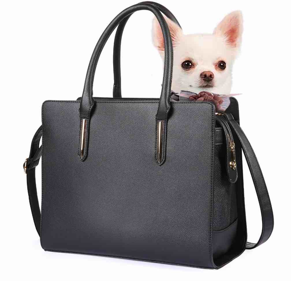 fashion dog purse carrier for small dogs with shoulder strap, hold up to 7lbs quality pu leather pet carrier, cat carrier, airline approved puppy purse carrier for travel (black, small size)