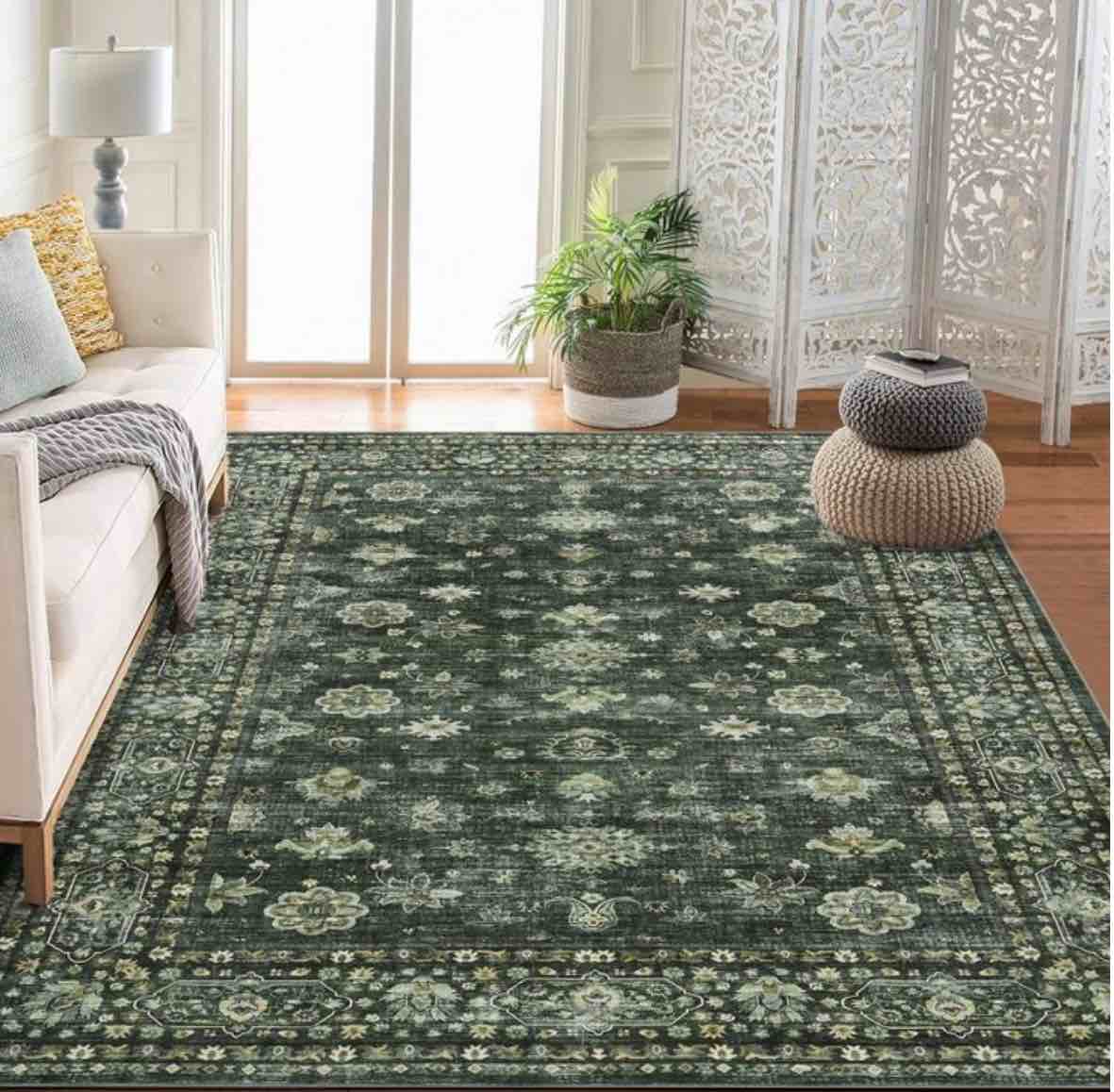 area rug indoor vintage living room carpet washable distressed rug floral bedroom rug retro accent throw rug office dining room nursery 5”x7”