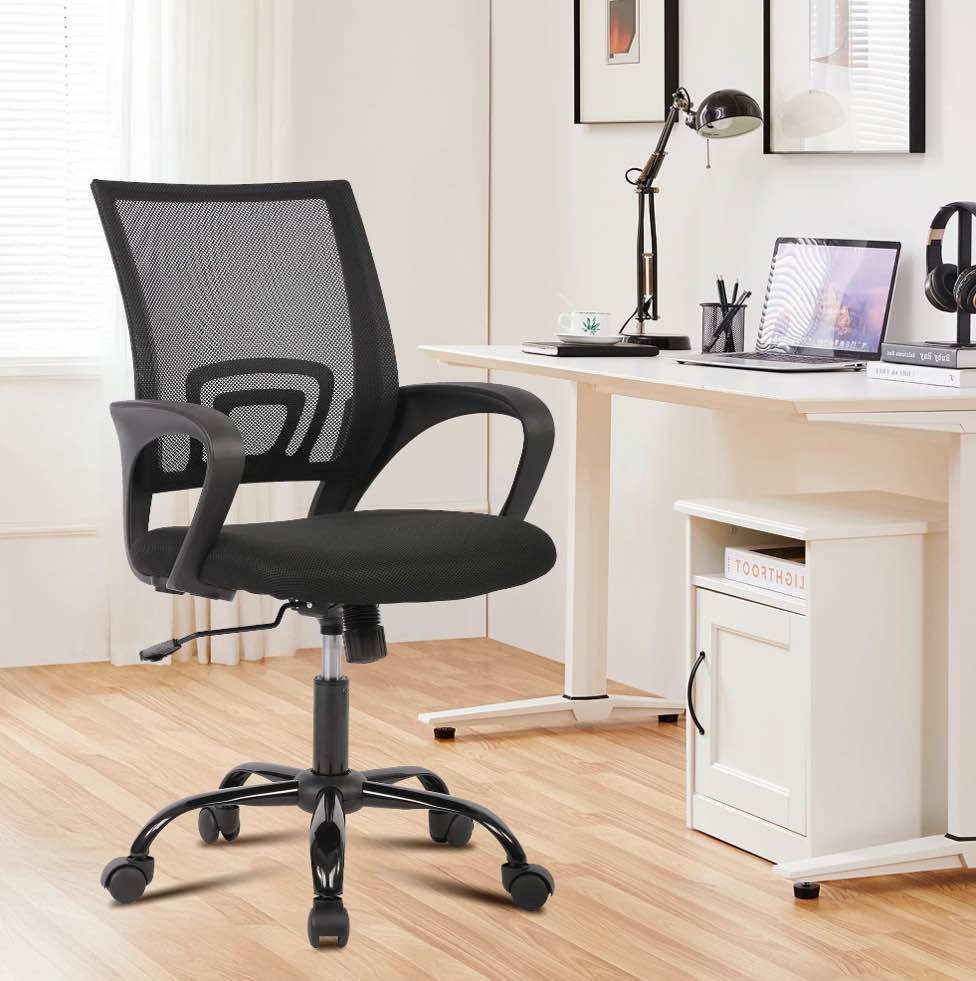JONPONY Ergonomic Office Chair, Lumbar Support, Adjustable Height with Armrests for Adults,Black