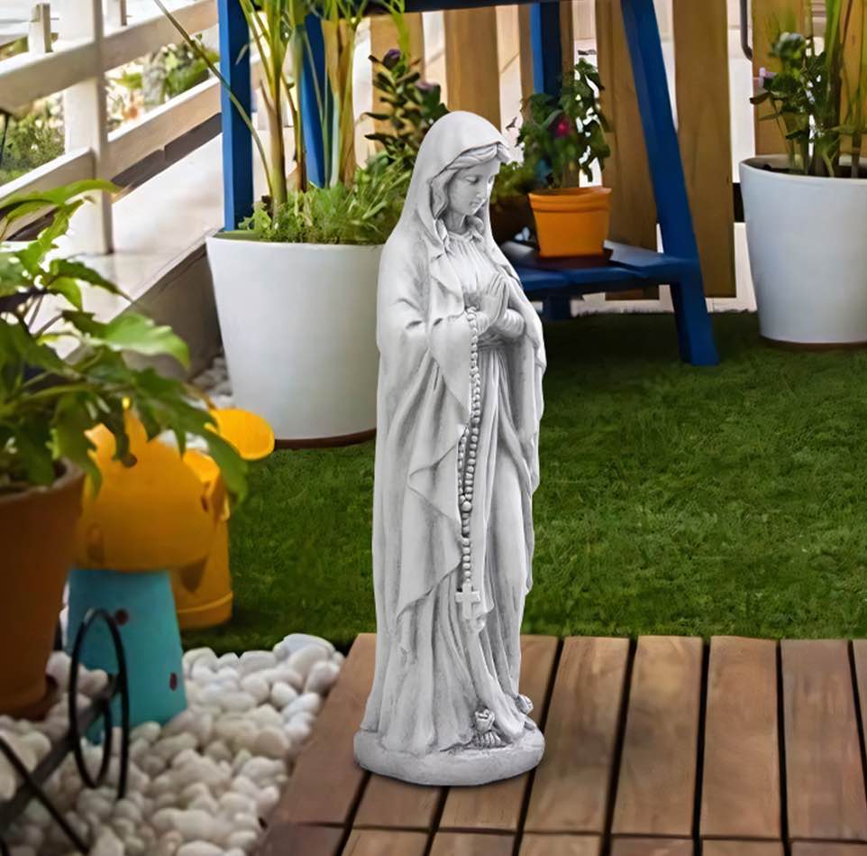 DEORAB Virgin Mary Praying Statue 29.9 Inch Tall Outdoor Garden Religious Decorations Statue Clearance for Home Yard Patio Lawn Hallway Decor Sculpture Magnesium Oxide Stone