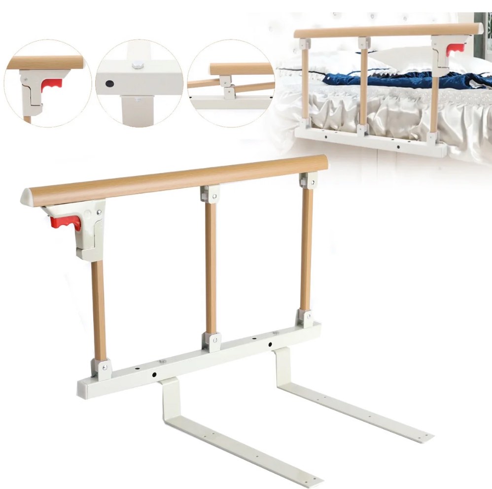 YILIKISS Bed Rails Safety Assist Handle Wooden Grain for Elderly Seniors Adults