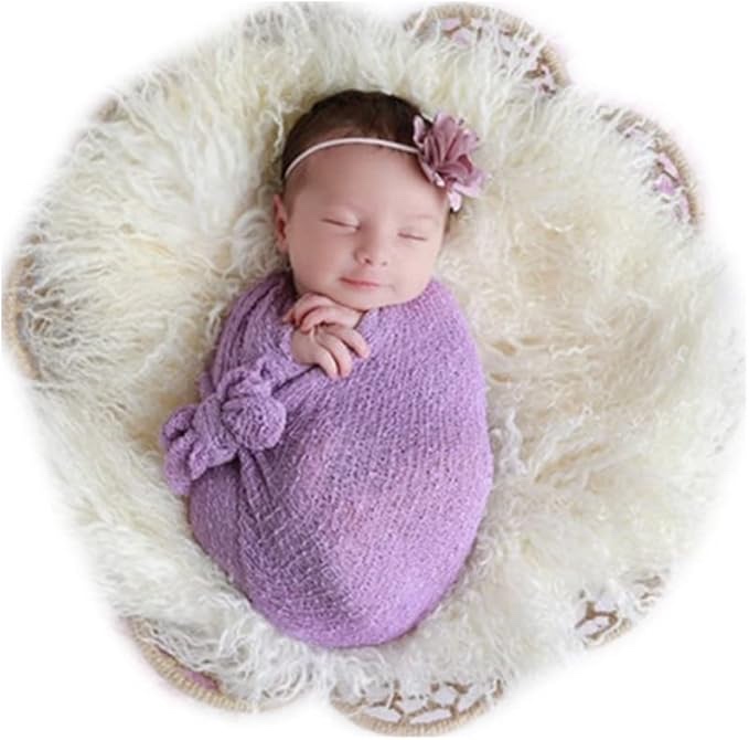 Coberllus Newborn Baby Photo Props Wrap Cloth Blanket Swaddle for Boys Girls Photography Shoot (Purp