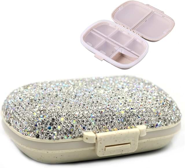 Bestbling Bling Sparkling Portable 8-Compartment Waterproof Pill Organizer Box - Portable Pill Organ