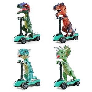 DINOBROS Dinosaur Scooter Toys Pull Back Cars Mini Finger Kick Scooters Boy Toy Age 3 4 5 6, Dino Gi 4pk