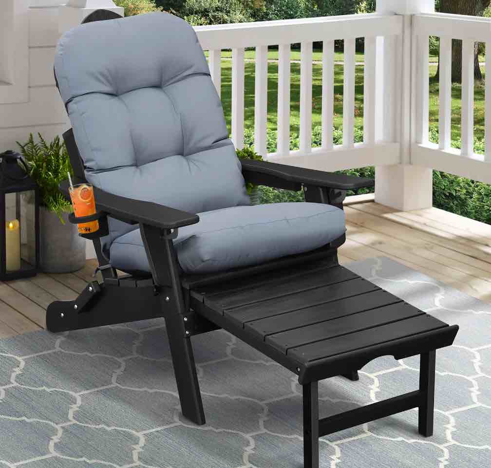 ATR ART to REAL 2 PCS Indoor or Outdoor Waterproof Adirondack Chair Seat and Back Cushion,Gray