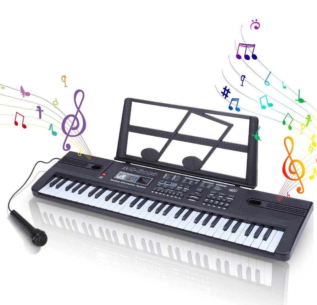 Portable USB Electronic Keyboard Piano with Microphone Music Stand 61 Keys Electronic Digital Piano for Gift
