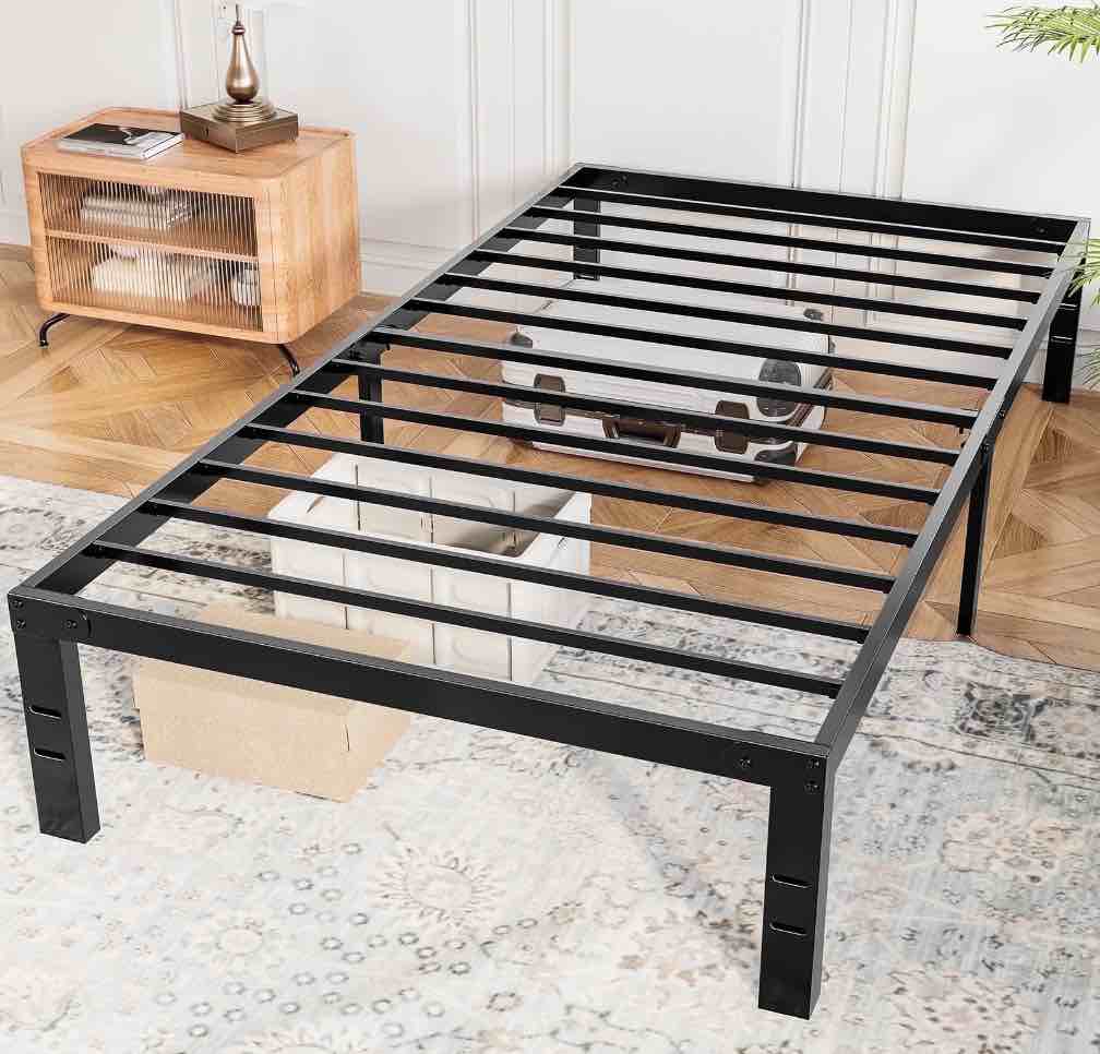 CONCETTA 14" Twin Bed Frame, Heavy Duty Metal Platform Bed Frame with Underbed Storage for Bedroom, No Box Spring Required, Black
