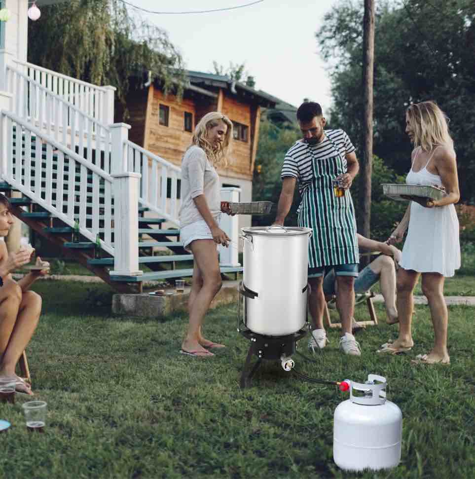 Zimtown 50qt Propane Fryer Kit Turkey Fryer Fish Fryer Outdoor Fryer Stainless Steel Propane Boil Pot Portable Deep Frying/Boiling