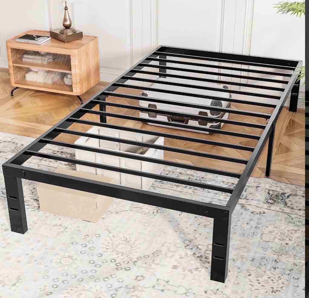 CONCETTA 14" Twin Bed Frame, Heavy Duty Metal Platform Bed Frame with Underbed Storage for Bedroom, No Box Spring Required, Black