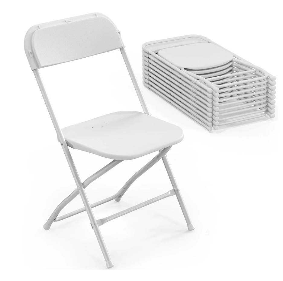 Matladin 10 Pack Folding Chairs, Portable Plastic Chairs for Outdoor, 350lb Capacity, White