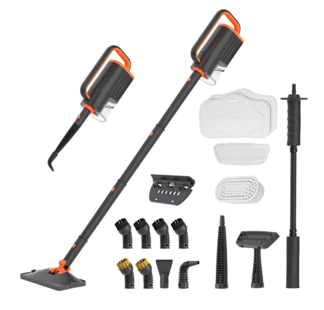 HelpX Steam Mop 13-in-1 Multi-Purpose Detachable Handheld Steamer with 17 Accessories for Hardwood Floors, Tiles, Carpet, Windows & Furniture, Large Capacity, Adjustable Height, Washable Pads