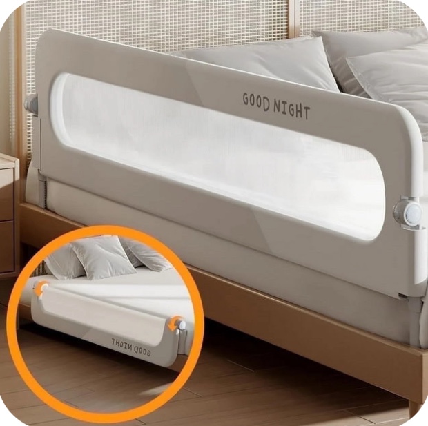 46in Baby Safety Rails Height Adjustable Bed Guardrail for Toddlers Single Piece