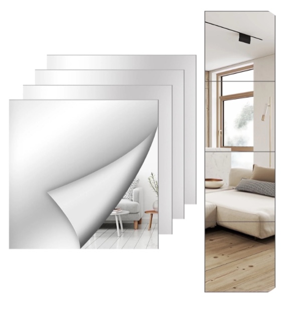 Full Length Mirror Wall ,Acrylic Mirror Tiles for Home Gym,Lightweight Shatter-Resistant Wall-Mounted Gym Mirrors with Space-Saving Design