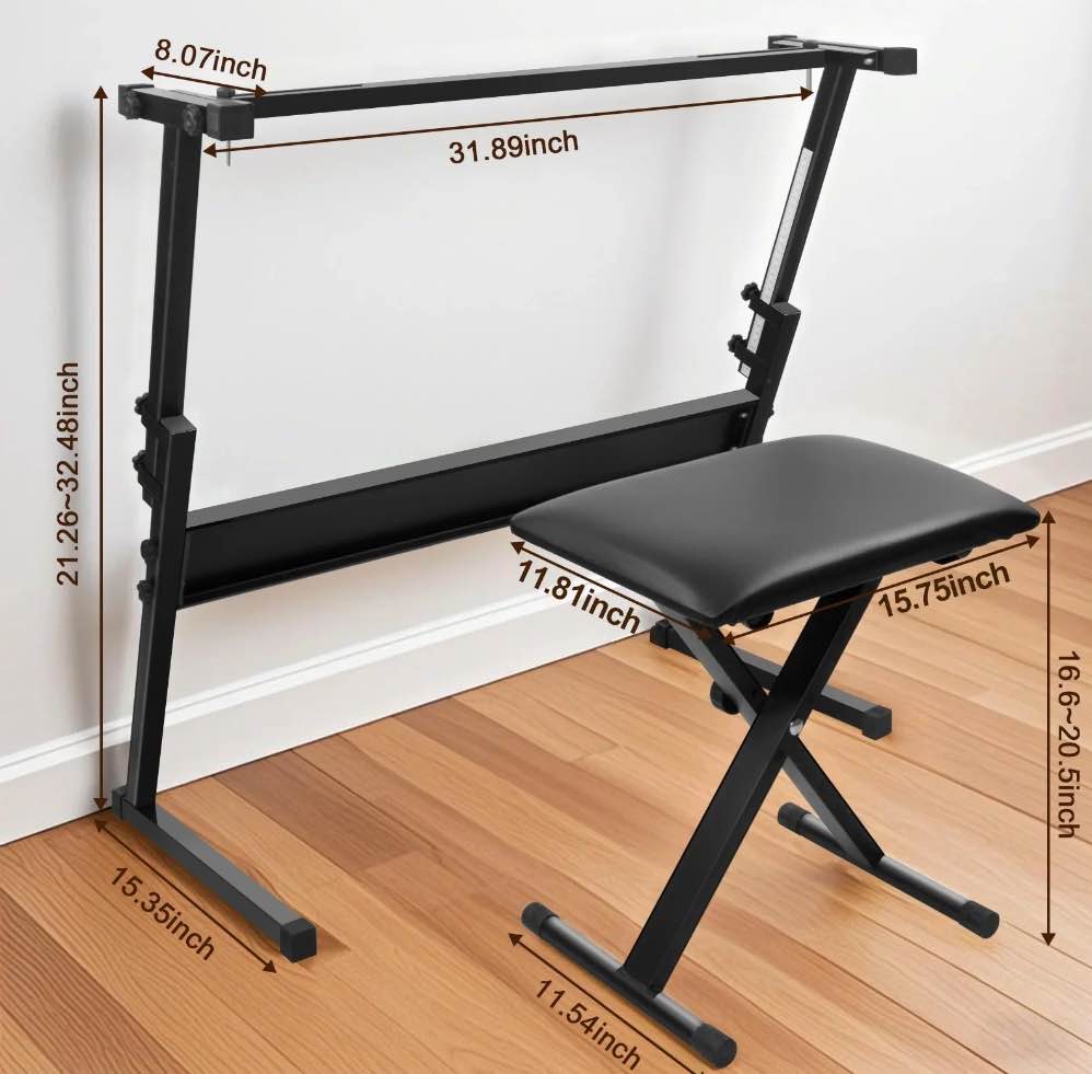 stusgo Z-shaped keyboard stand and bench Adjustable Digital Piano Stand with Locking Chain