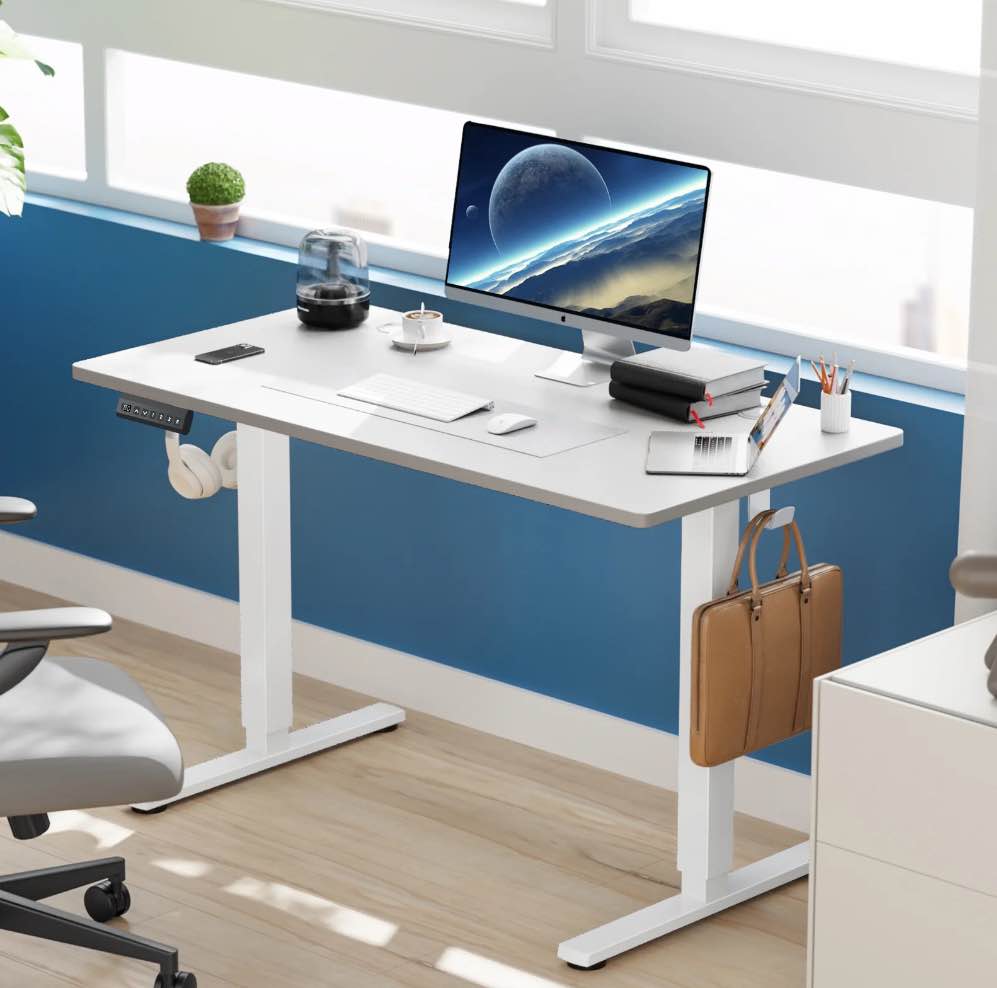 edx Electric Standing Desk, Height Adjustable Desk, 40 x 24 Inches Ergonomic Stand up Desk with Memory Preset and T-Shaped Metal Bracket for Home Office