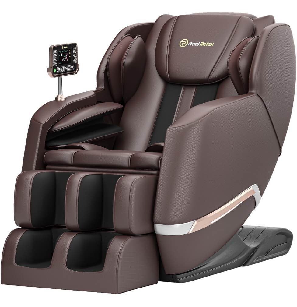 Real Relax Full Body Zero Gravity Shiatsu Recliner Electric Massage Chair  Brown