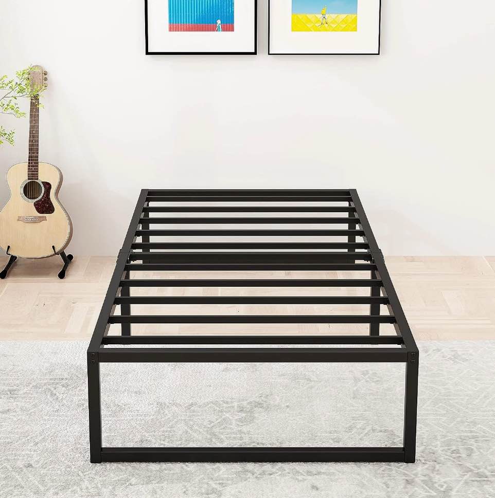 Lutown-Teen 16 inch Twin XL Bed Frames Heavy Duty Sturdy Metal Platform Bed Frame No Box Spring Needed, Noise Free, Easy Assembly, Black