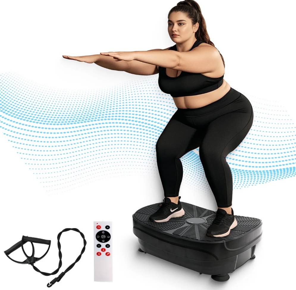 ALSO GO Vibration Plate Exercise Machine  Lymphatic Drainage Machine  Whole Body Workout Resistance Bands  Remote Control for Home Weight Loss and Training
