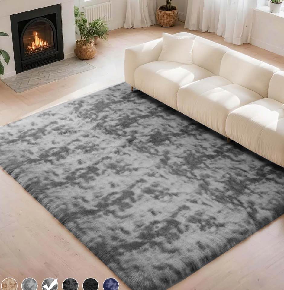 CozyDesg 5ft x 8ft Area Rugs, Soft Fluffy Area Rugs Floor Mat Floor Rugs for Living Room Bedroom Modern Decor Carpet,Navy Blue