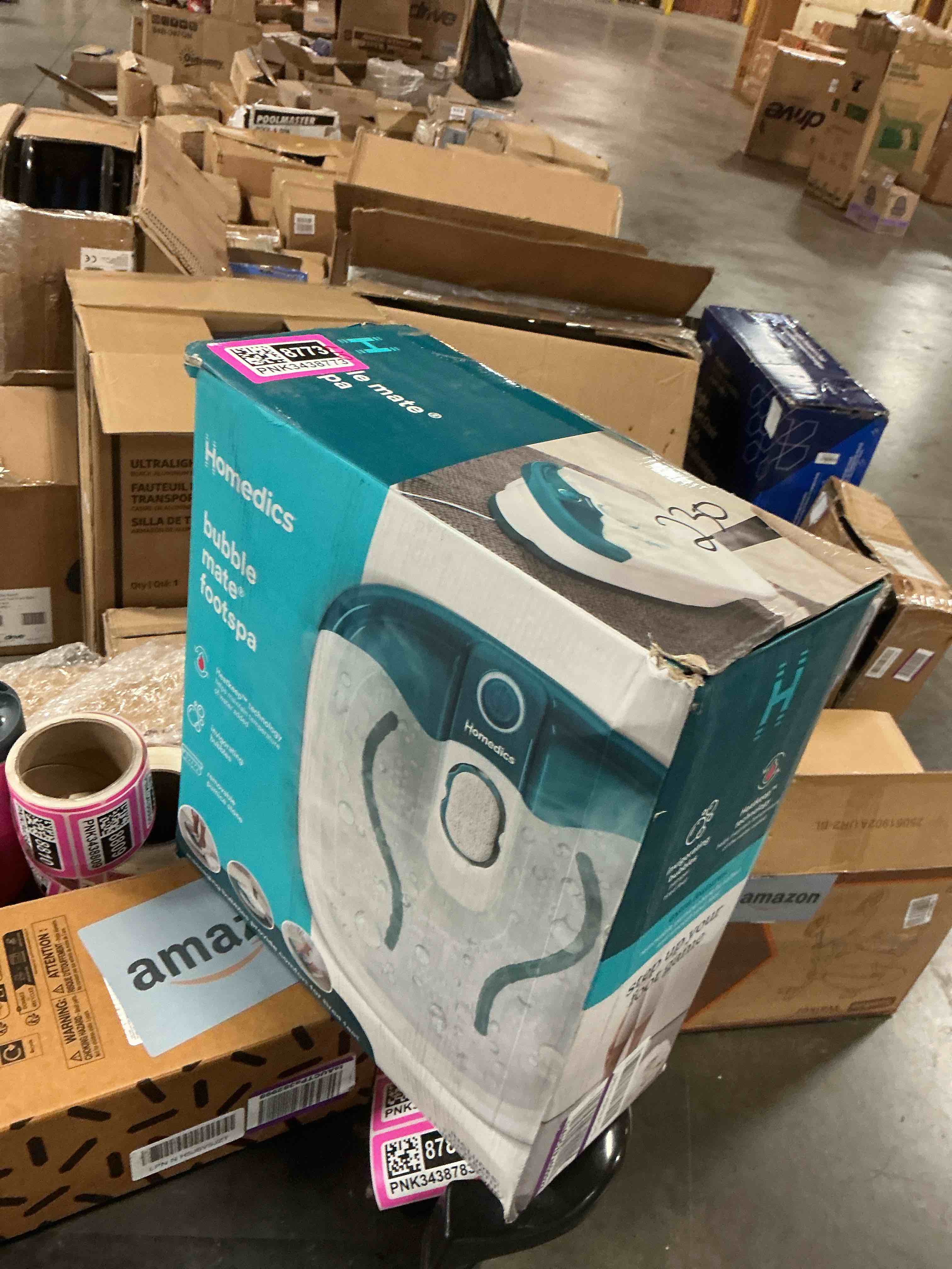 HoMedics Bubble Mate Foot Spa, Toe Touch Controlled Foot Bath with Invigorating Bubbles and Splash Proof, Raised Massage nodes and Removable Pumice Stone