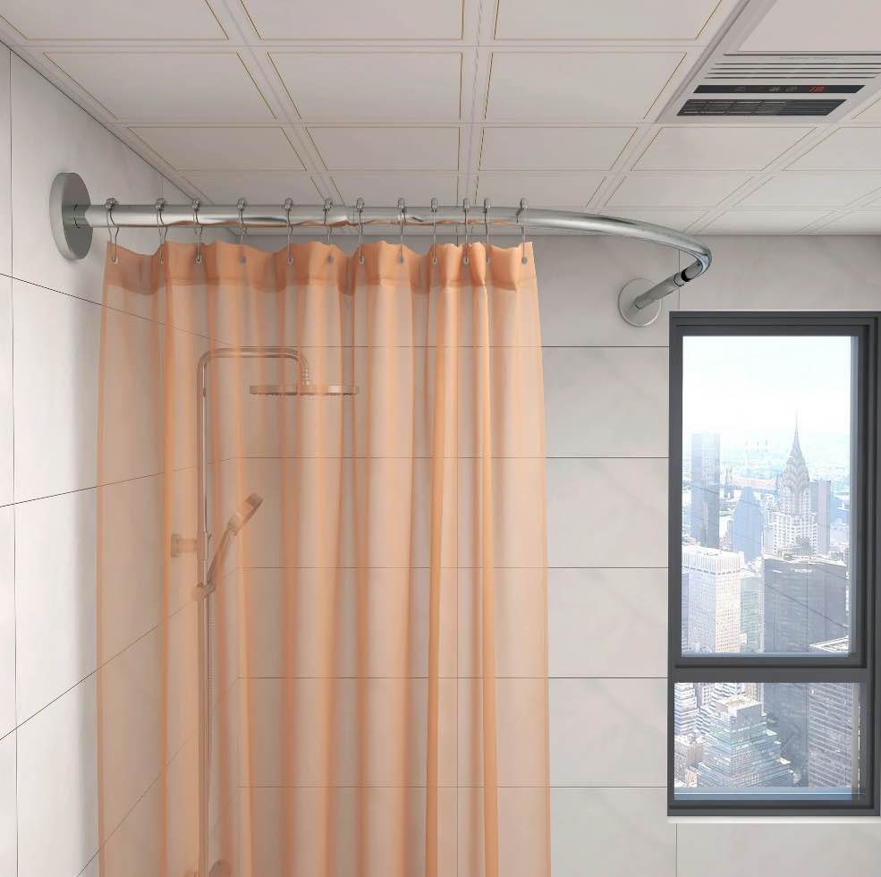 Protalwell Corner Shower Curtain Rod, Stainless Steel #SUS304 L Shaped Shower Curtain Rod, Size 30"x 60", Silver Color