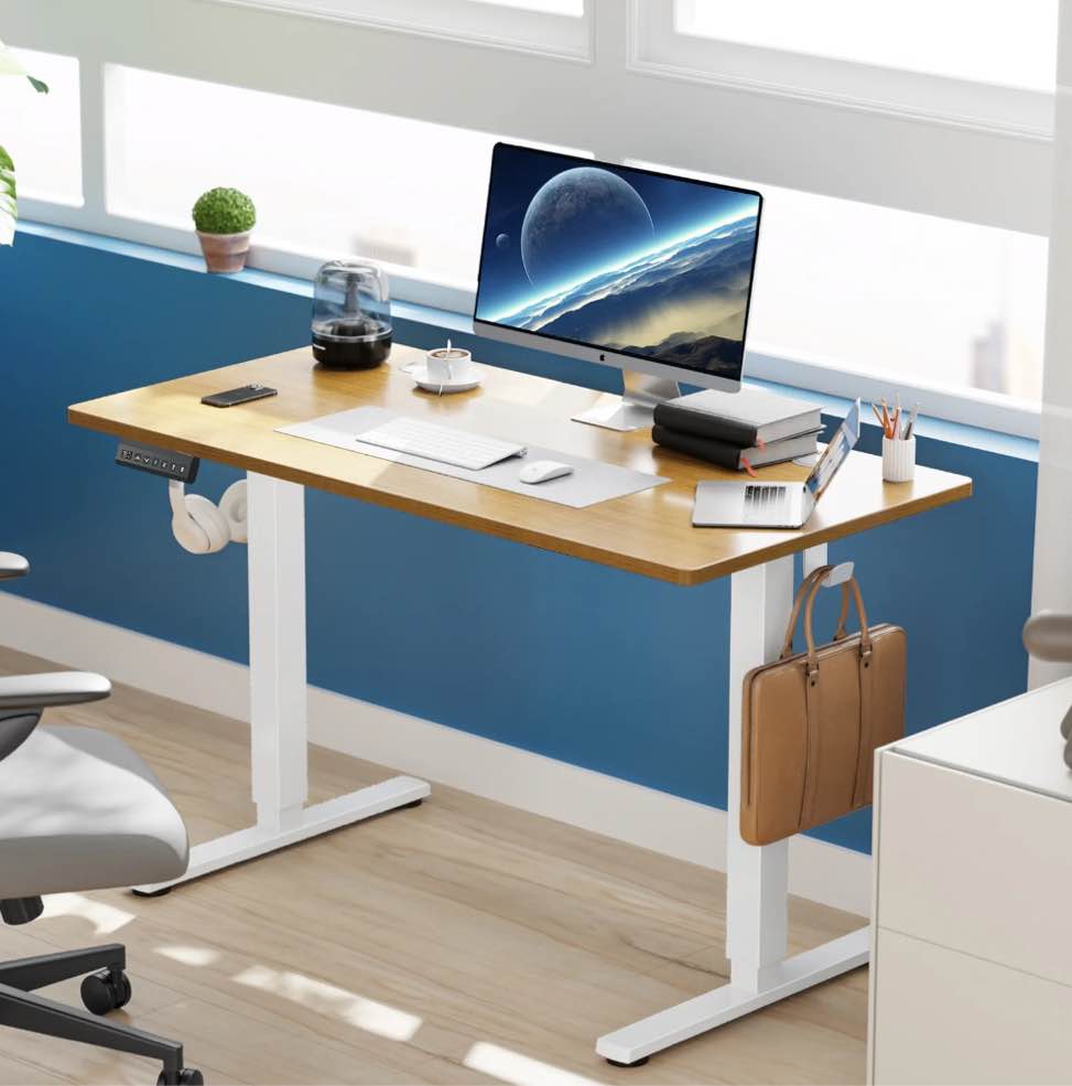 edx Electric Standing Desk, Height Adjustable Desk, 55 x 24 Inches Ergonomic Stand up Desk with Memory Preset and T-Shaped Metal Bracket for Home Office