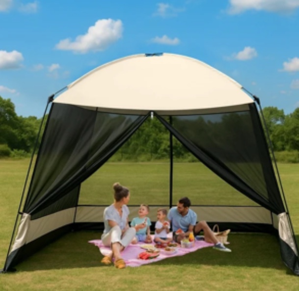 Screen House Room, GVDV 11x11 Ft Mesh Net Screen Tent Canopy, Easy Setup & Waterproof & Sunshade, Suitable for Camping Trip, Beach, Picnic