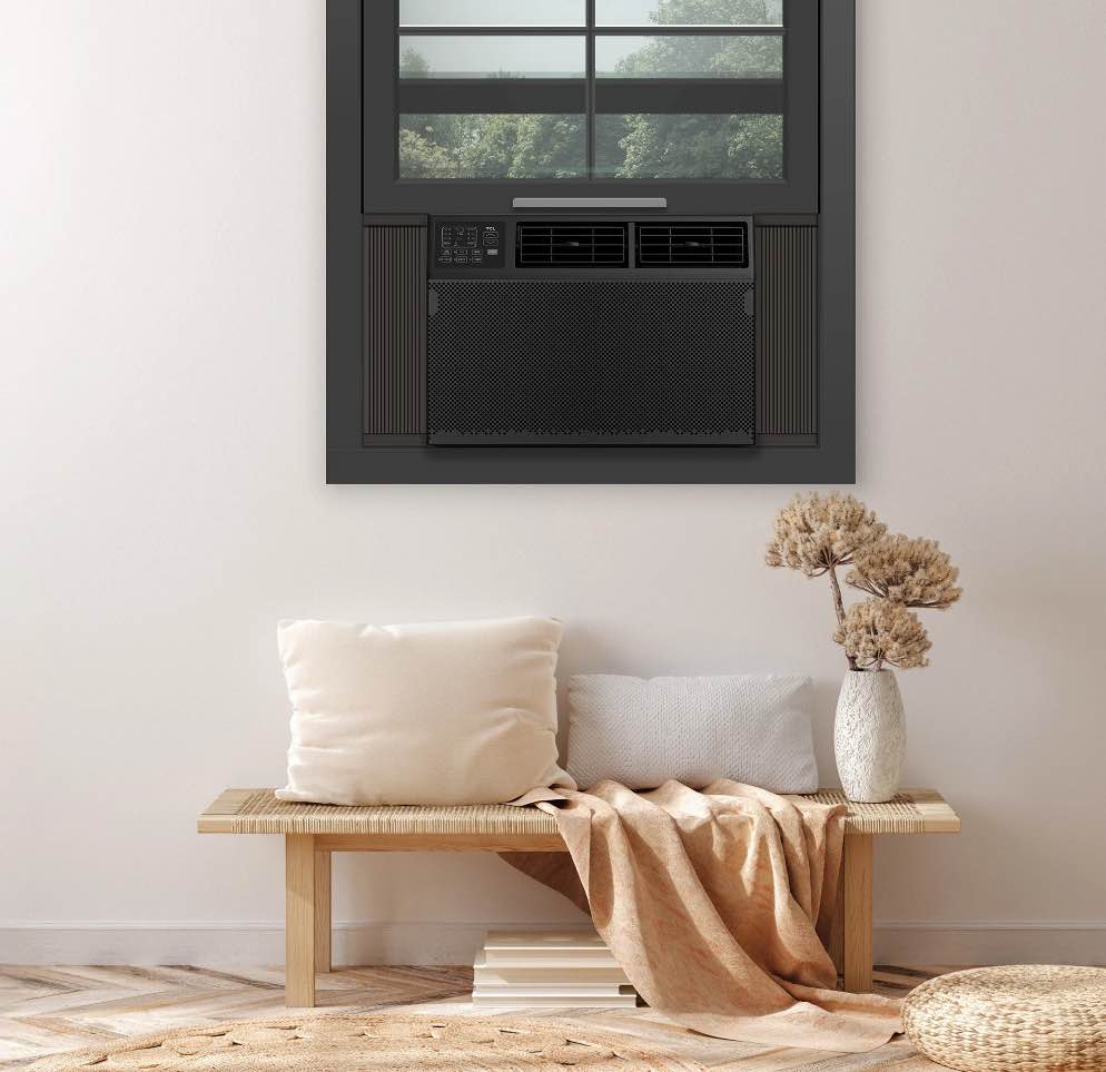 TCL 8 000 BTU Smart Window Air Conditioner  Fan & Dehumidifier  350 Sq. Ft.  Remote Control  Works with Alexa/Google Assistant  Black  W8W92-B4