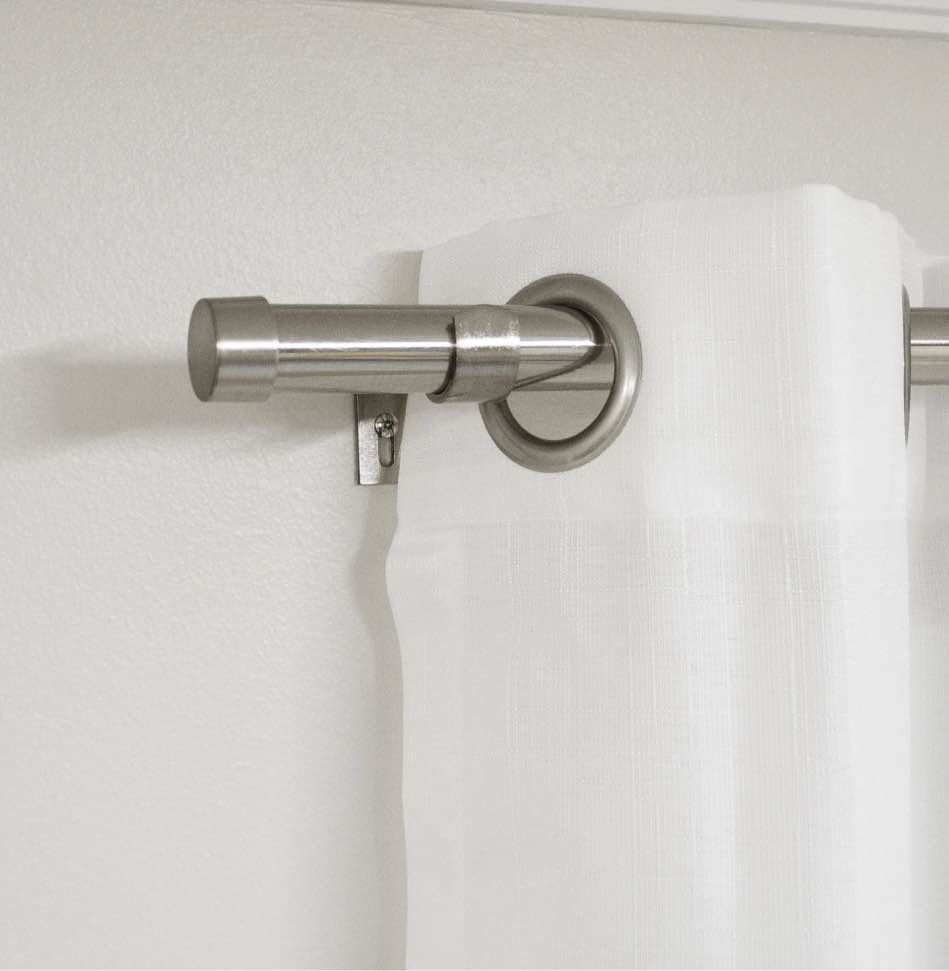 Better Homes & Gardens 1  Plated Brushed Nickel Simple Cap  42  to 120  Width  Single Curtain Rod Set