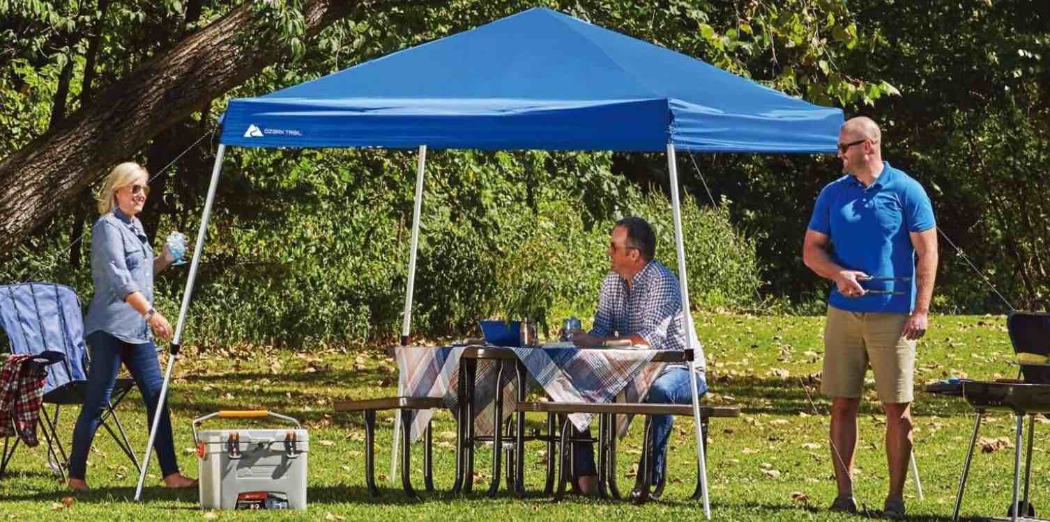 Ozark Trail 10' x 10' Instant Slant Leg Pop-up Canopy, Outdoor Shading Shelter, Blue
