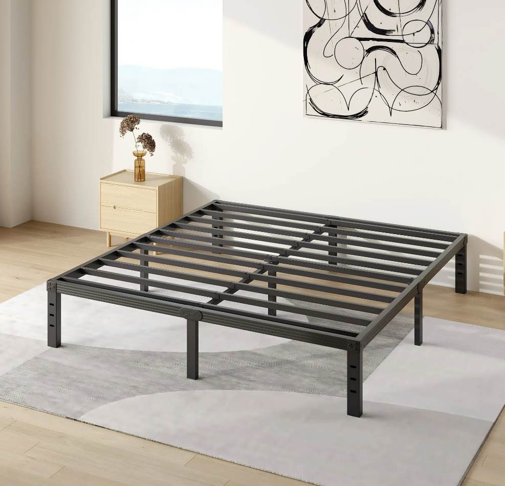 COMASACH 14 inch King Bed Frame, Easy Assembly, No Box Spring Needed, Heavy Duty Metal Platform King Size, Noise Free, Black