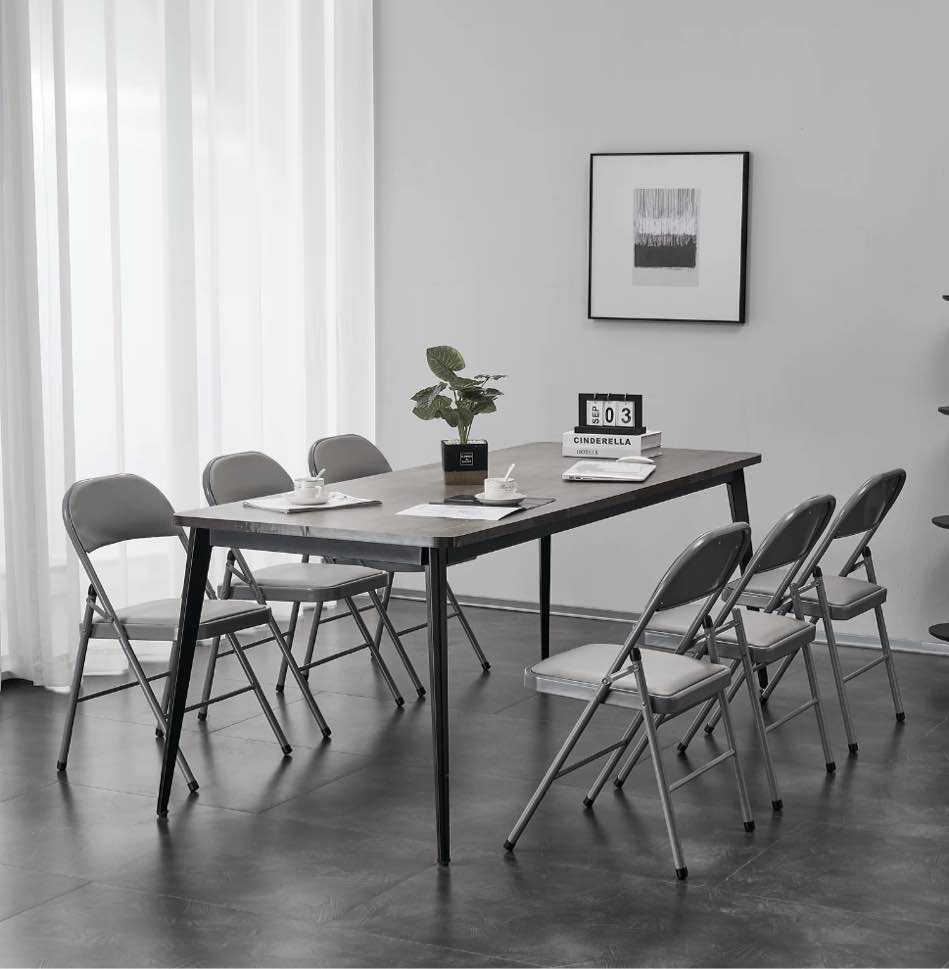 UBesGoo Set of 6 Padded Folding Chair Portable Dining Chairs Heavy Duty Party Chairs with Metal Frame Gray