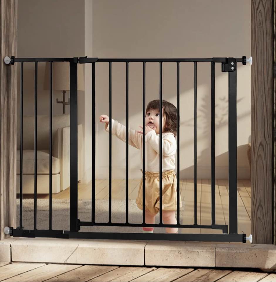 Baby Safety Gate, Baby Gates for Top Stairs Doorway, 29.5''- 40.5''Wide Pressure Mount, Black