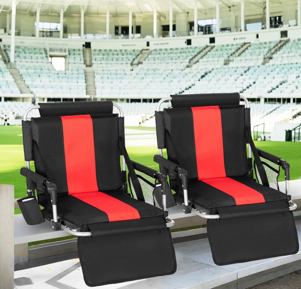 Sophia&William Set of 2 Portable Stadium Chair Stadium Seat for Bleacher with Cup Holder