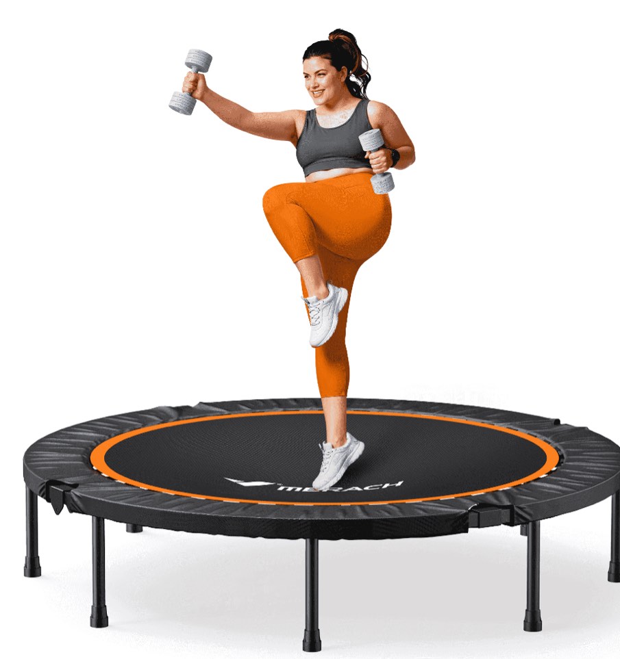 MERACH 48 inch Mini Trampoline, Collapsible Fitness Trampoline, Exercise Rebounder for Adult/Kids, Indoor Outdoor, 330lbs Capacity