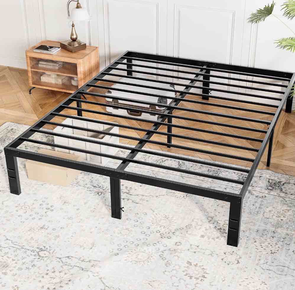 CONCETTA 14" Full Bed Frame, Heavy Duty Metal Platform Bed Frame with Underbed Storage for Bedroom, No Box Spring Required, Black