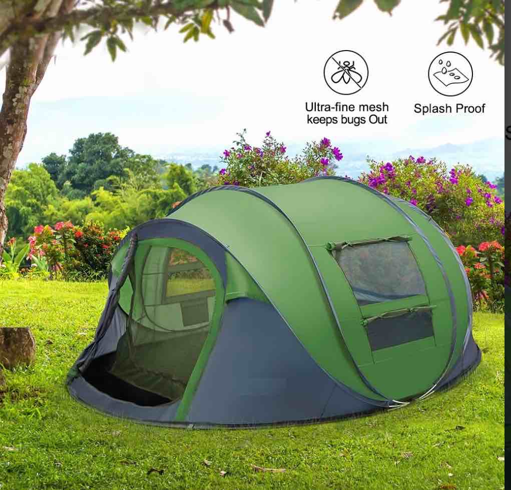 4 Person Easy Pop up Tent Automatic Setup 2 Doors-Instant Family Tents for Camping Hiking & Traveling