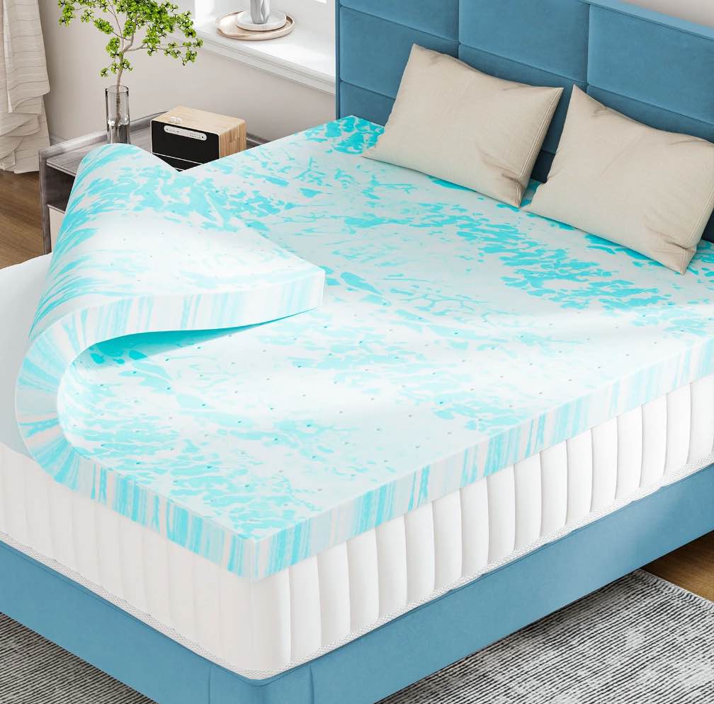 CONCETTA 3 inch Twin Size Memory Foam Mattress Topper with Cooling Gel, Pressure Relief for Back Pain, Comfort Bed Topper, CertiPUR-US Certified