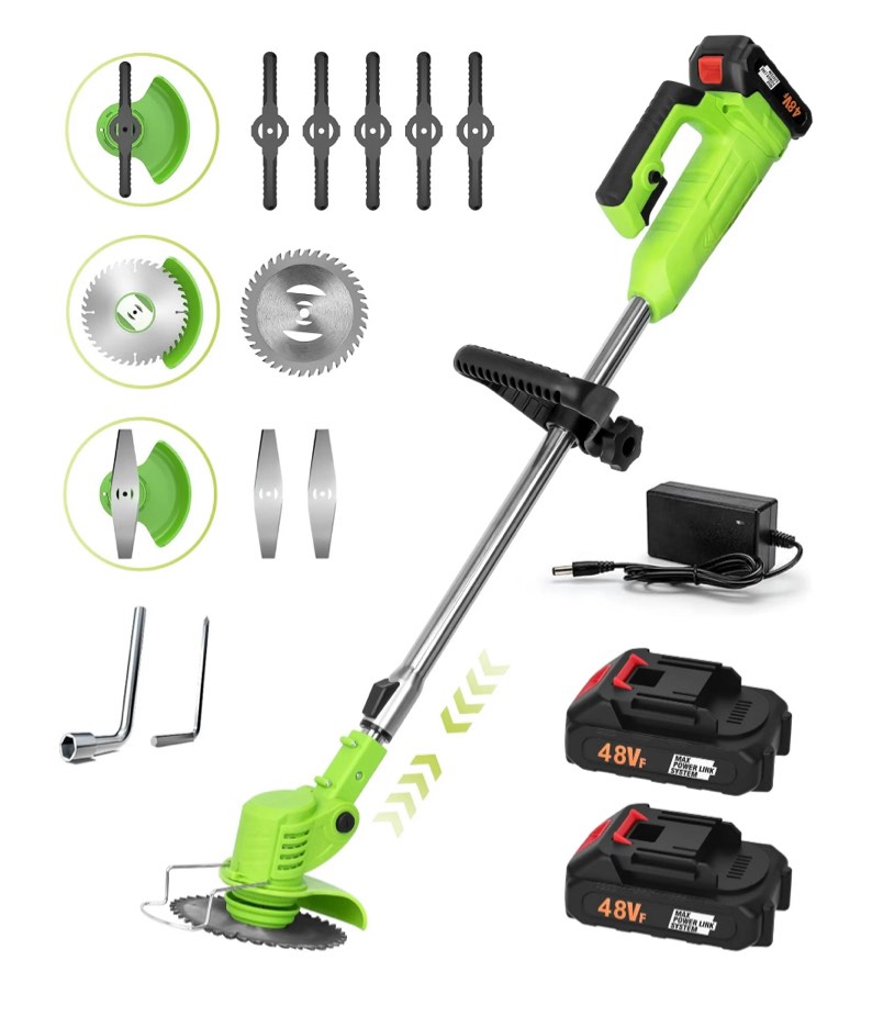 YAHHU Cordless Weed Wacker Battery Powered 21V - Trimmer, Edger, and Mower with Multiple Blades for Garden