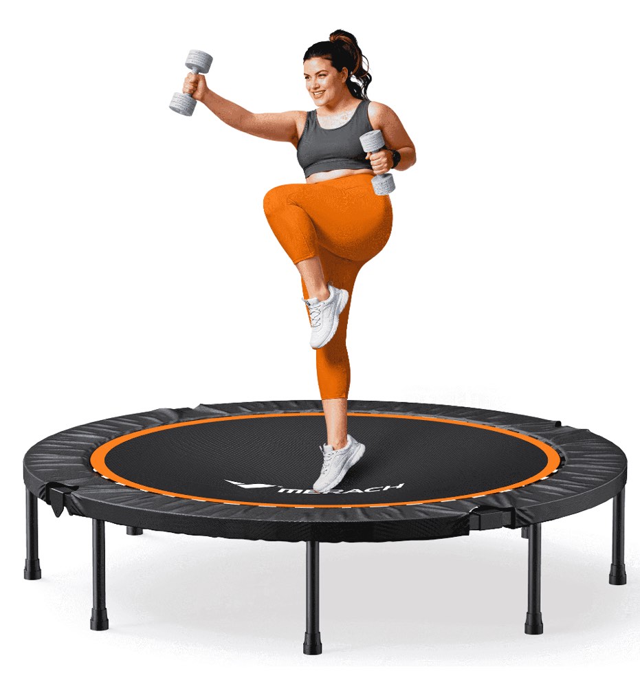 MERACH 48 inch Mini Trampoline, Collapsible Fitness Trampoline, Exercise Rebounder for Adult/Kids, Indoor Outdoor, 330lbs Capacity