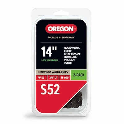 s52 chainsaw chain for 14 in. bar, fits echo, craftsman, poulan, homelite, makita husqvarna and more (2-pack )
