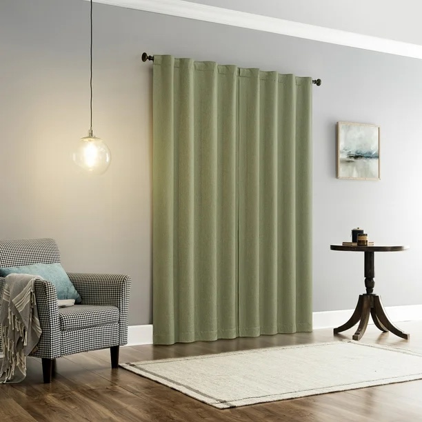 Sun Zero Vance 2-Piece Magnetic Closure 100% Blackout Back Tab Curtain Panel Pair, 37"x84", Sage Green