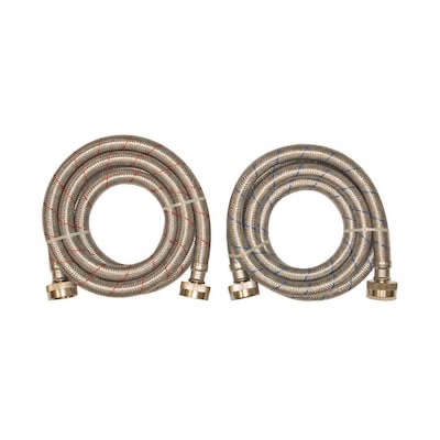 EASTMAN 2 -Pack 6-ft 3/4 -in FHT Inlet x 3/4 -in FHT Outlet Stainless steel Washing machine connector