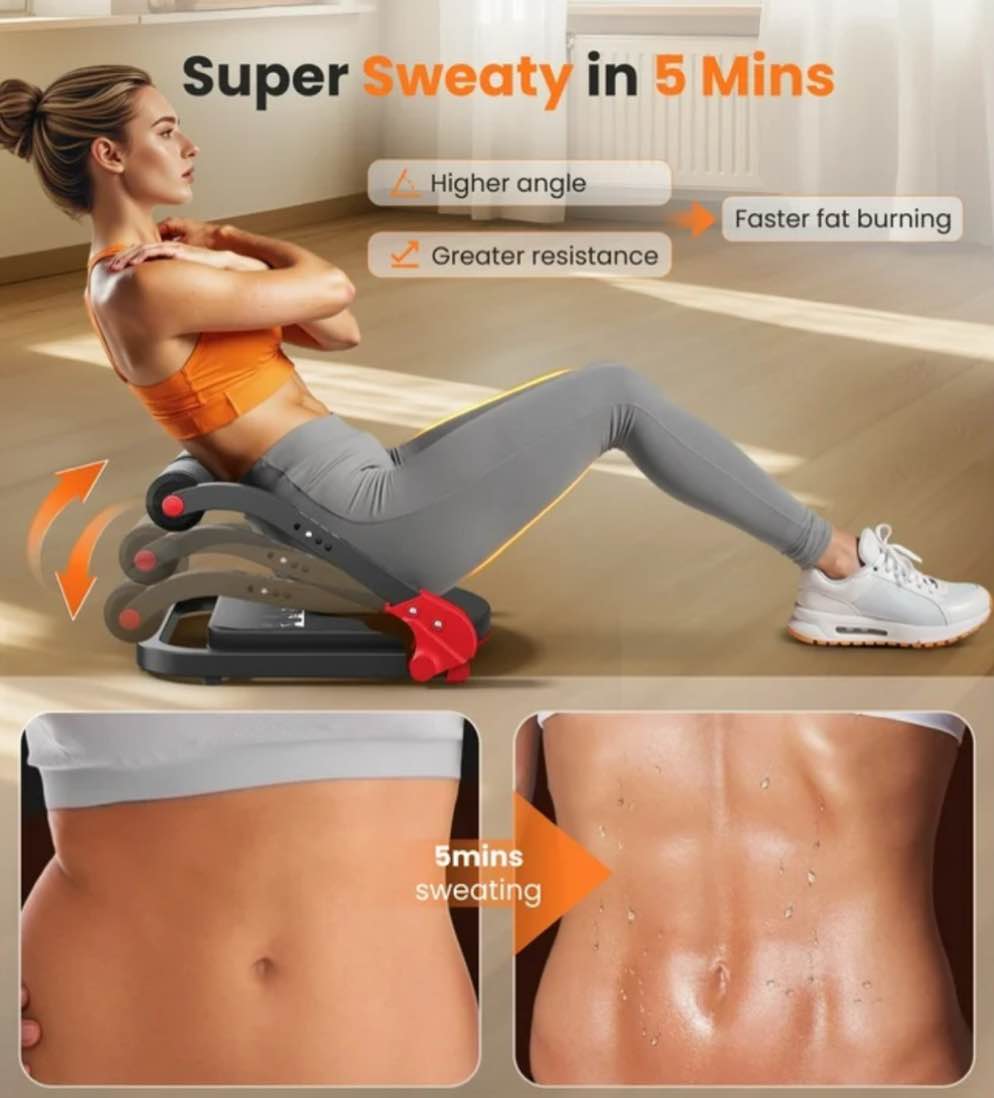 UPGO Ab Workout Equipment, Ab Machine for Stomach Workout, Ab Trainer Machine for Home, Ab Crunch Machine for Home Exercise, Sit Up Machine with Resistance Bands and 330 LBS Weight Capacity